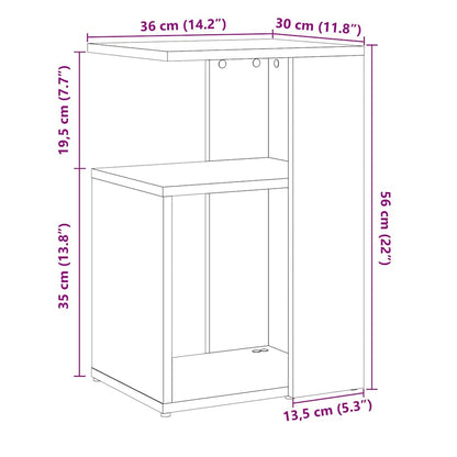 Bijzettafel 36x30x56 cm bewerkt hout oud houtkleurig