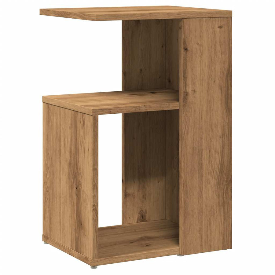 Bijzettafel 36x30x56 cm bewerkt hout artisanaal eikenkleurig