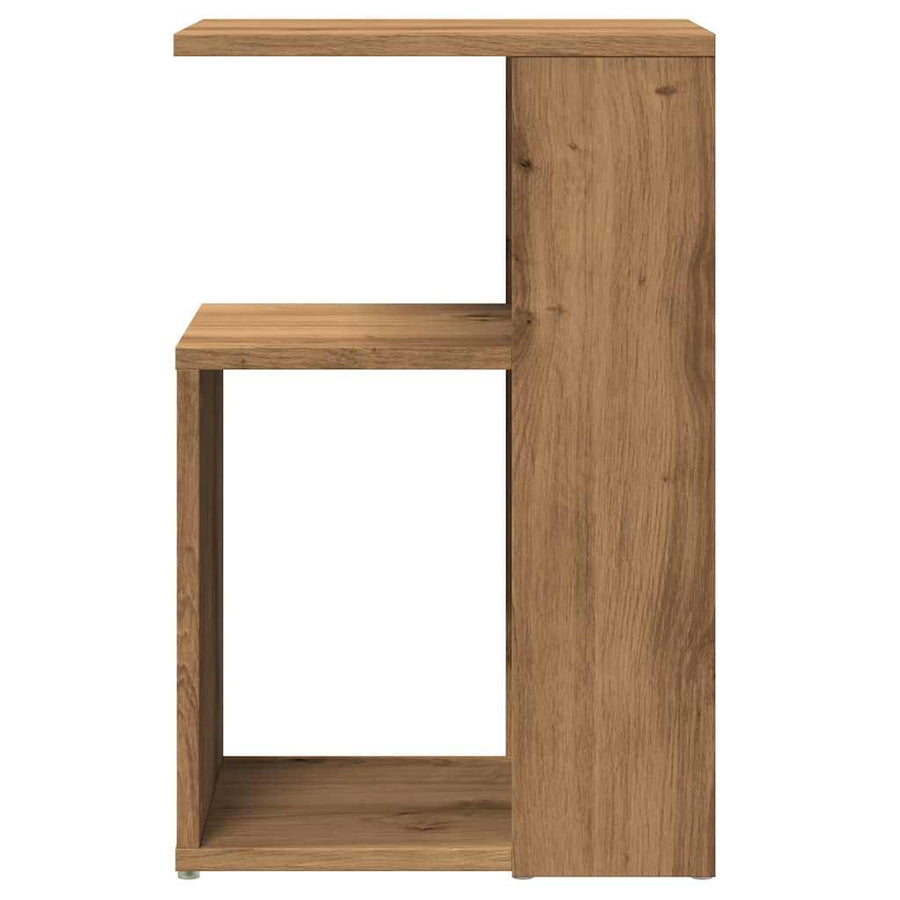 Bijzettafel 36x30x56 cm bewerkt hout artisanaal eikenkleurig