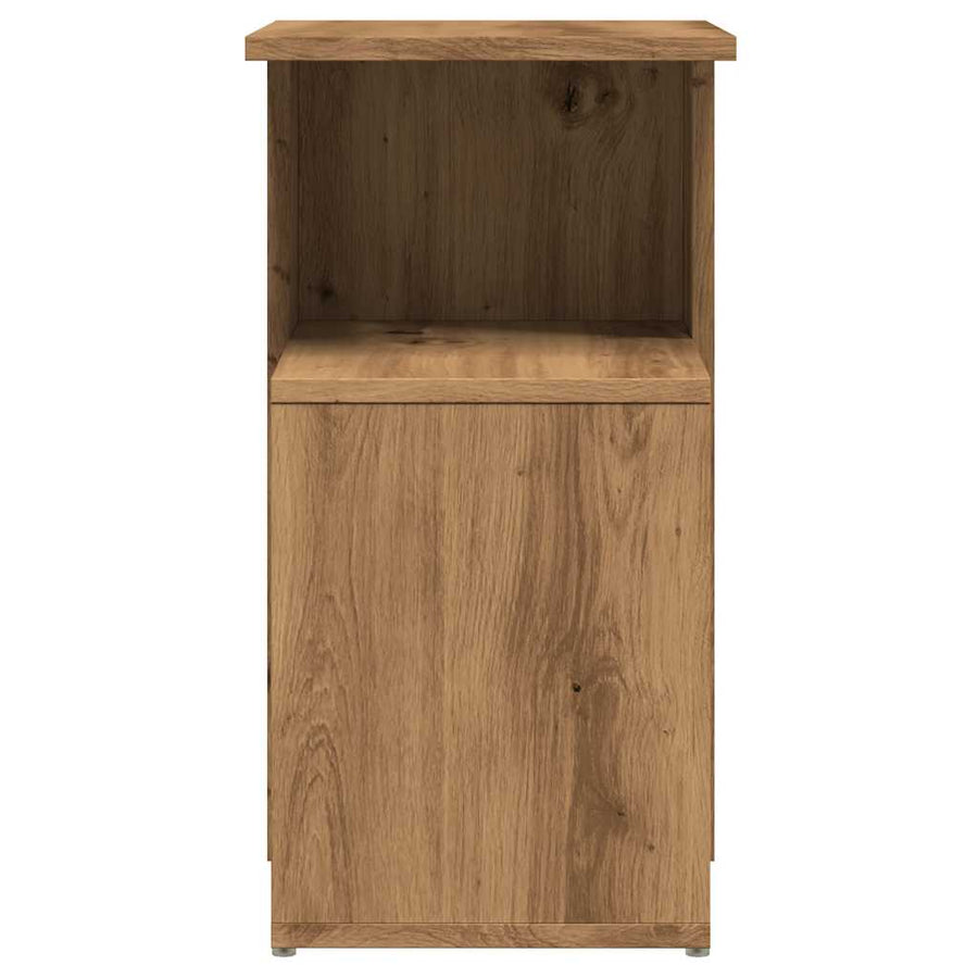 Bijzettafel 36x30x56 cm bewerkt hout artisanaal eikenkleurig