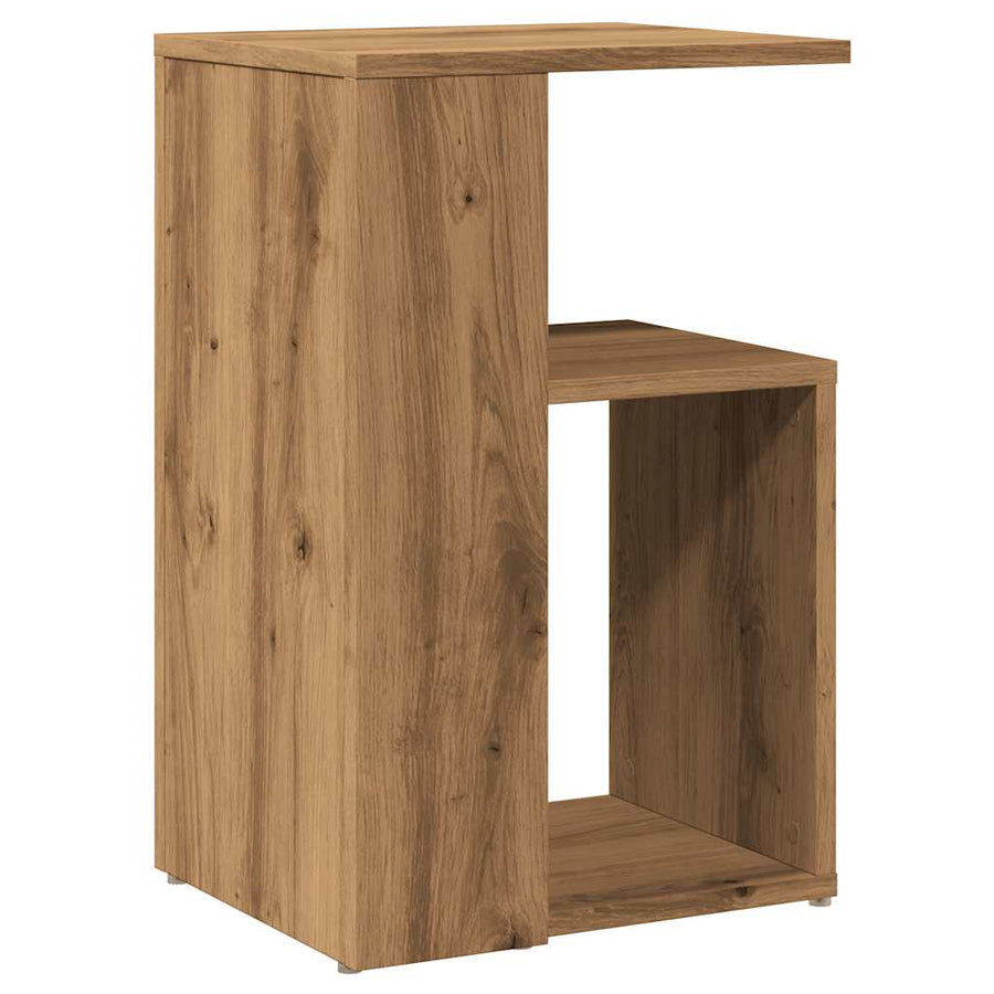 Bijzettafel 36x30x56 cm bewerkt hout artisanaal eikenkleurig