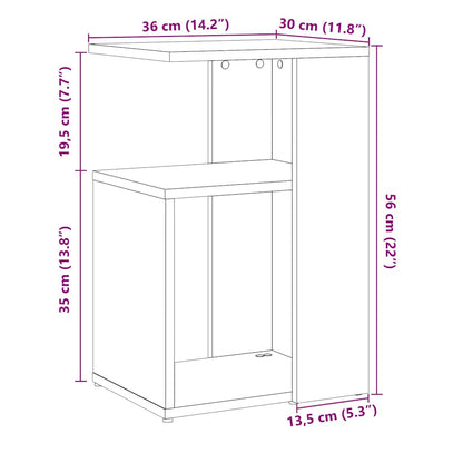 Bijzettafel 50x30x50 cm bewerkt hout oud houtkleurig