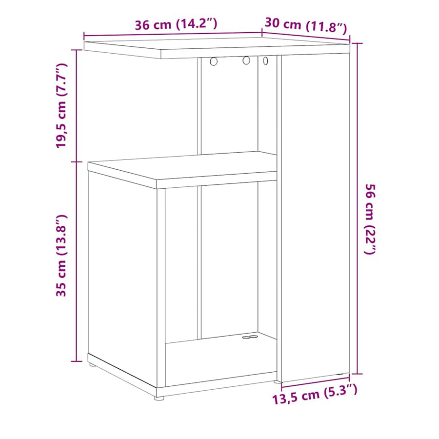 Bijzettafel 50x30x50 cm bewerkt hout oud houtkleurig