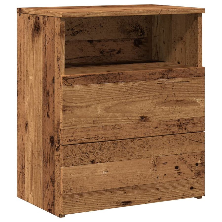 Nachtkastje 50x32x60 cm bewerkt hout oud houtkleurig