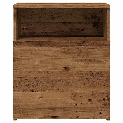 Nachtkastje 50x32x60 cm bewerkt hout oud houtkleurig