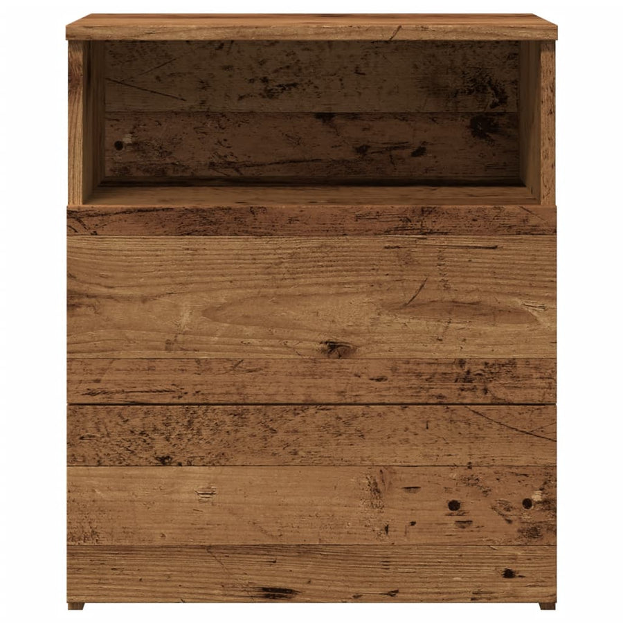 Nachtkastje 50x32x60 cm bewerkt hout oud houtkleurig