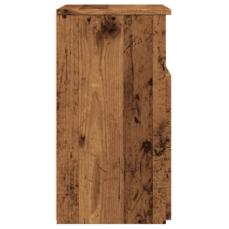 Nachtkastje 50x32x60 cm bewerkt hout oud houtkleurig