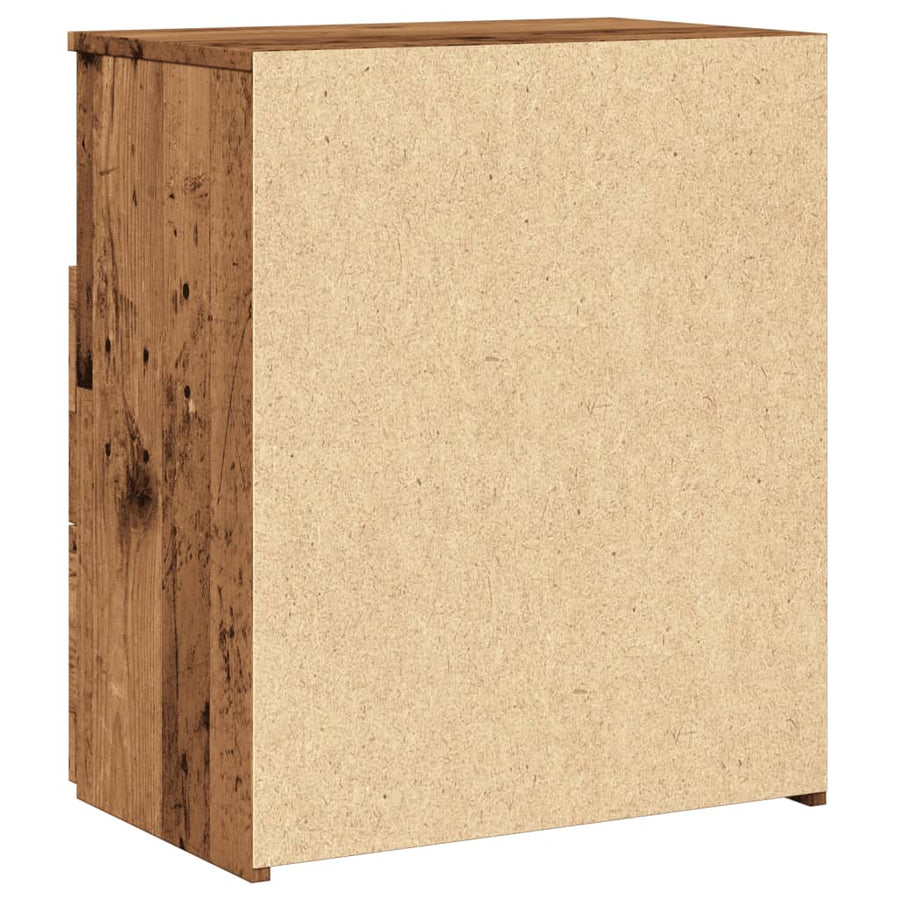 Nachtkastje 50x32x60 cm bewerkt hout oud houtkleurig
