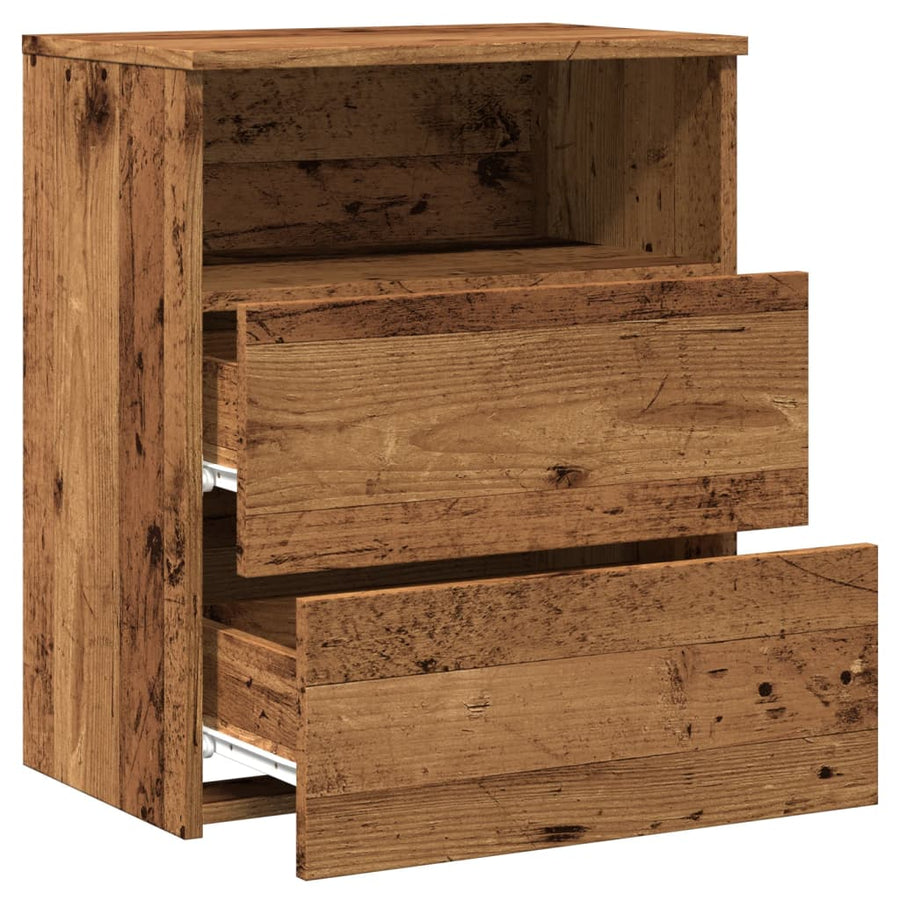 Nachtkastje 50x32x60 cm bewerkt hout oud houtkleurig