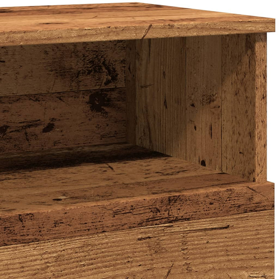 Nachtkastje 50x32x60 cm bewerkt hout oud houtkleurig