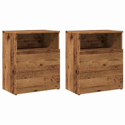 Nachtkastjes 2 st 50x32x60 cm bewerkt hout oud houtkleurig