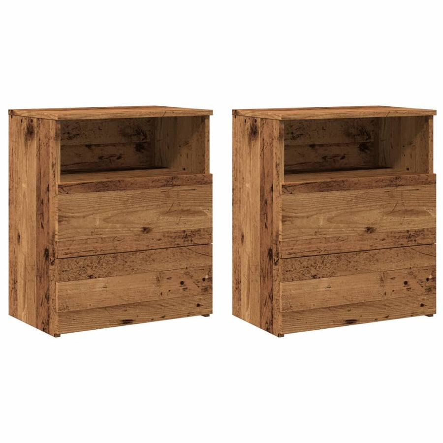 Nachtkastjes 2 st 50x32x60 cm bewerkt hout oud houtkleurig