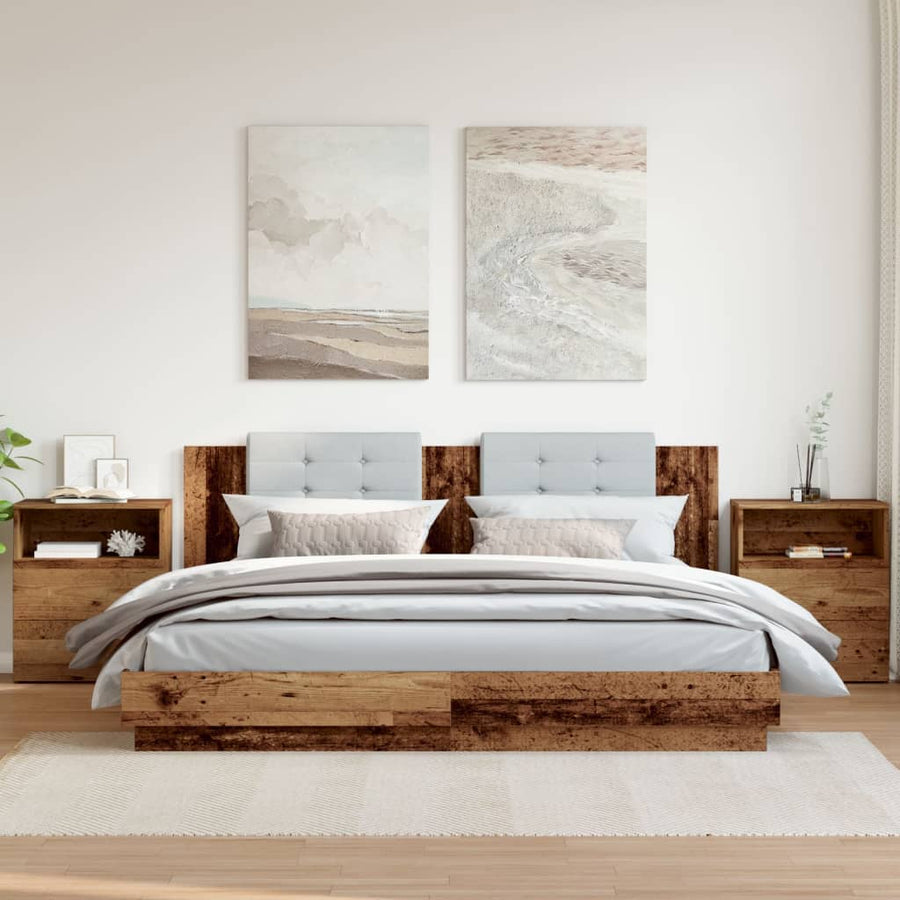 Nachtkastjes 2 st 50x32x60 cm bewerkt hout oud houtkleurig