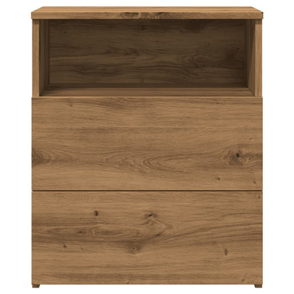 Nachtkastje 50x32x60 cm bewerkt hout artisanaal eikenkleurig