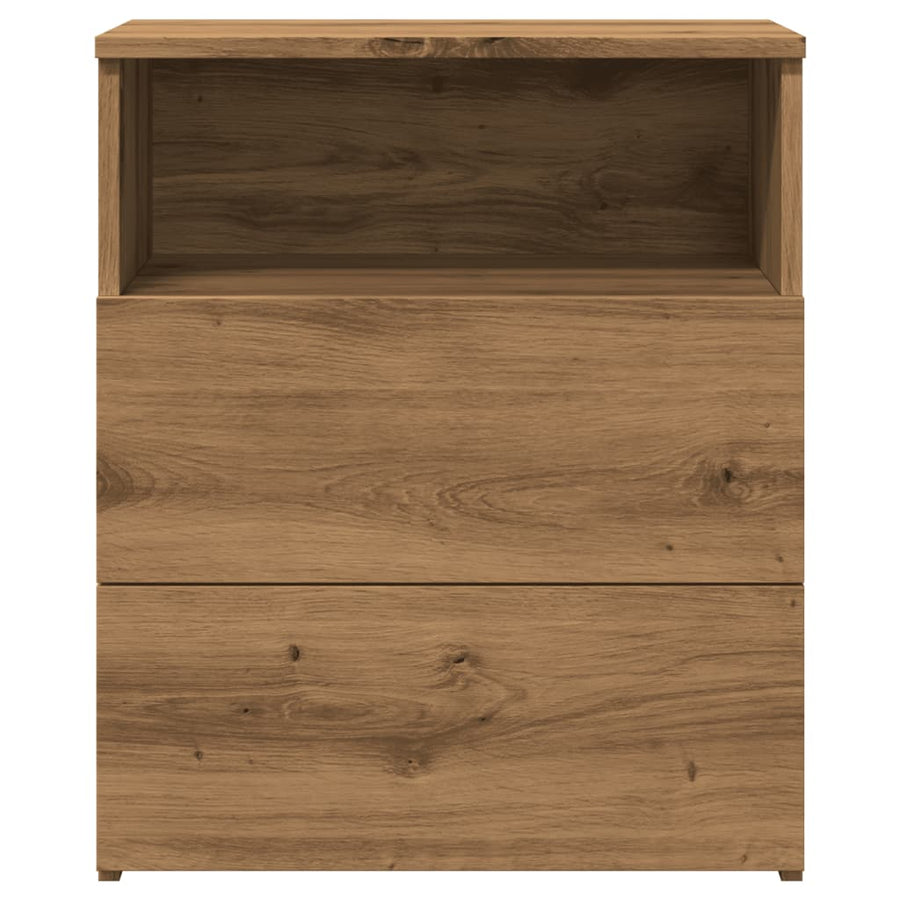 Nachtkastjes 2 st 50x32x60cm bewerkt hout artisanaal eikenkleur