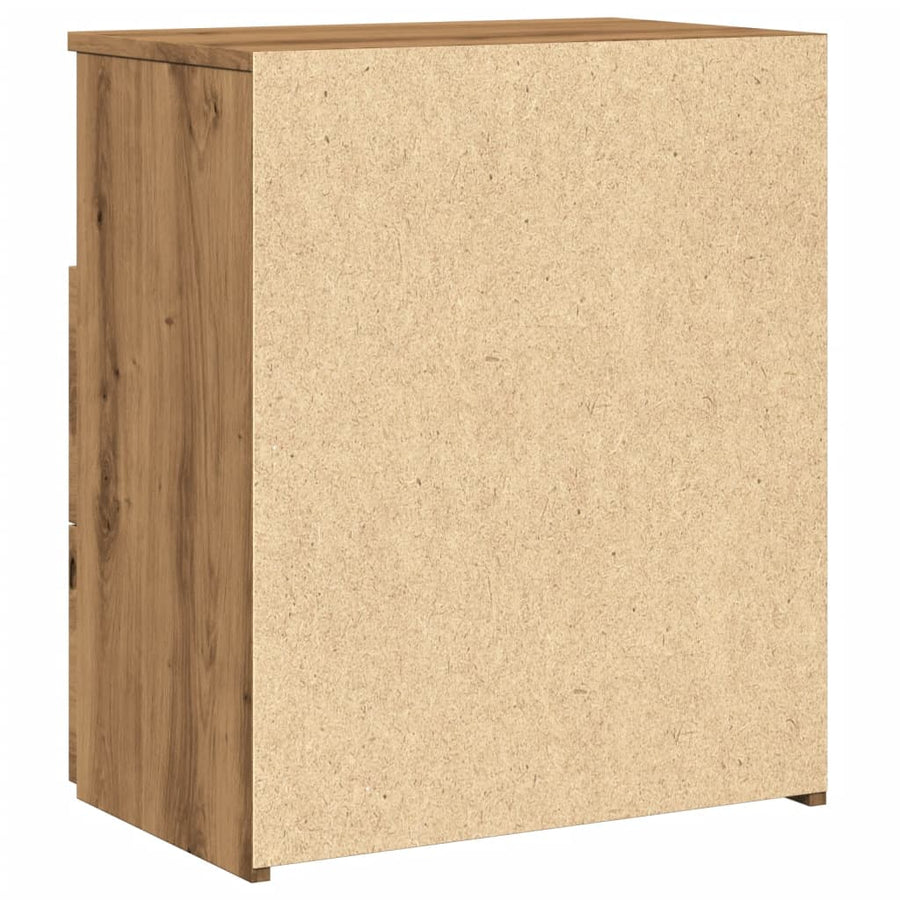 Nachtkastjes 2 st 50x32x60cm bewerkt hout artisanaal eikenkleur