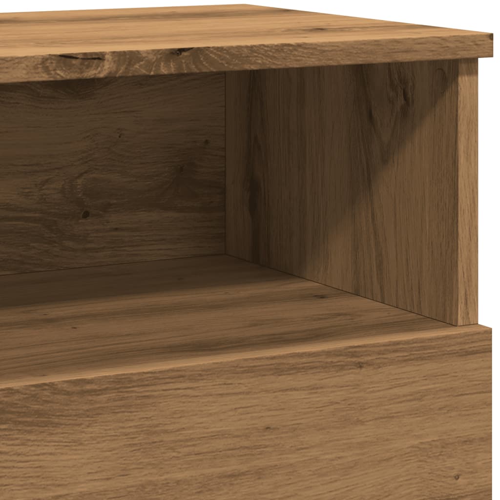 Nachtkastjes 2 st 50x32x60cm bewerkt hout artisanaal eikenkleur