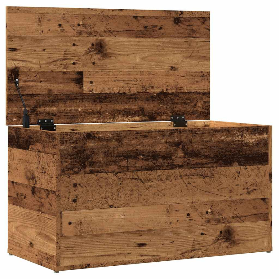 Opbergkist 84x42x46 cm bewerkt hout oud houtkleurig