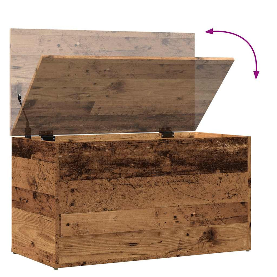 Opbergkist 84x42x46 cm bewerkt hout oud houtkleurig