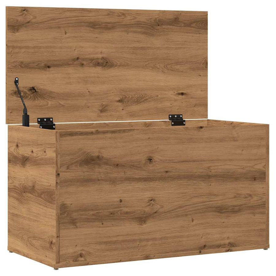 Opbergkist 84x42x46 cm bewerkt hout artisanaal eikenkleurig