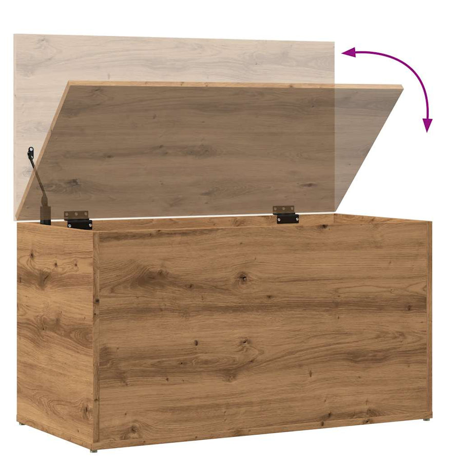 Opbergkist 84x42x46 cm bewerkt hout artisanaal eikenkleurig