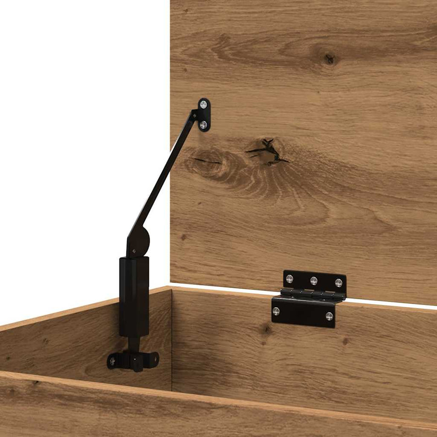 Opbergkist 84x42x46 cm bewerkt hout artisanaal eikenkleurig
