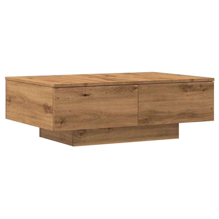 Salontafel 90x60x31 cm bewerkt hout artisanaal eikenkleurig