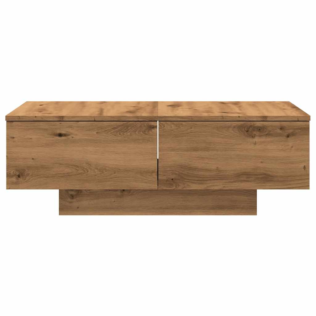 Salontafel 90x60x31 cm bewerkt hout artisanaal eikenkleurig