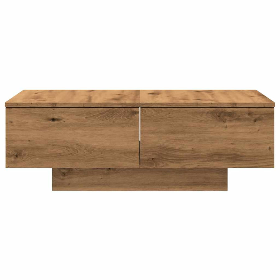 Salontafel 90x60x31 cm bewerkt hout artisanaal eikenkleurig