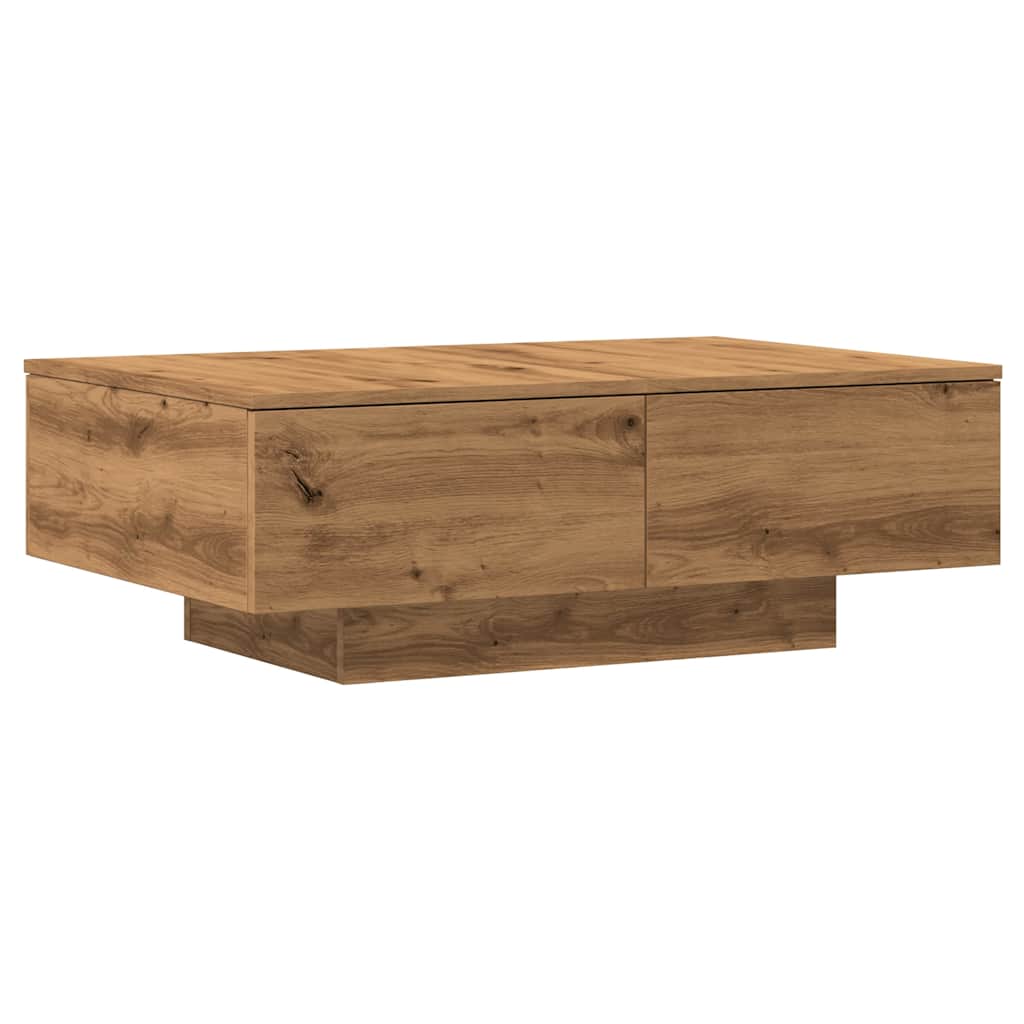 Salontafel 90x60x31 cm bewerkt hout artisanaal eikenkleurig