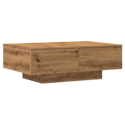 Salontafel 90x60x31 cm bewerkt hout artisanaal eikenkleurig