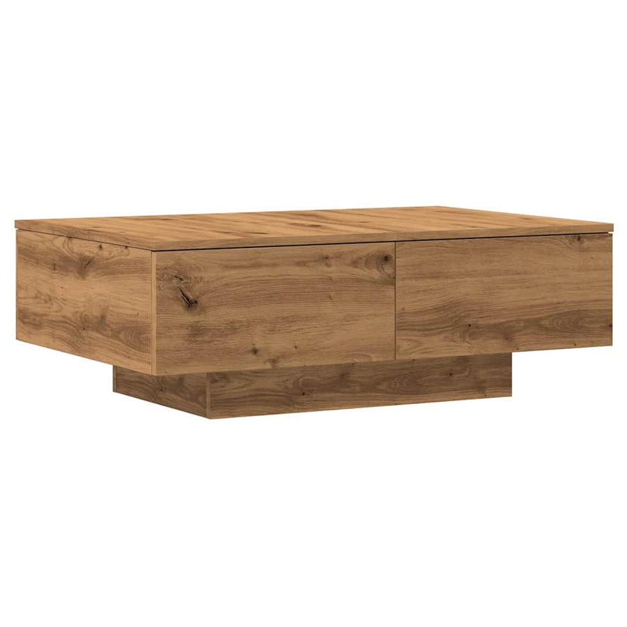 Salontafel 90x60x31 cm bewerkt hout artisanaal eikenkleurig