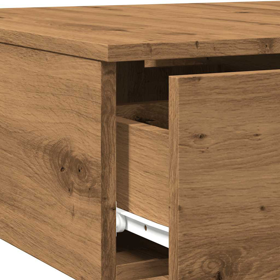 Salontafel 90x60x31 cm bewerkt hout artisanaal eikenkleurig
