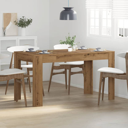 Eettafel 140x74,5x76 cm bewerkt hout artisanaal eikenkleurig