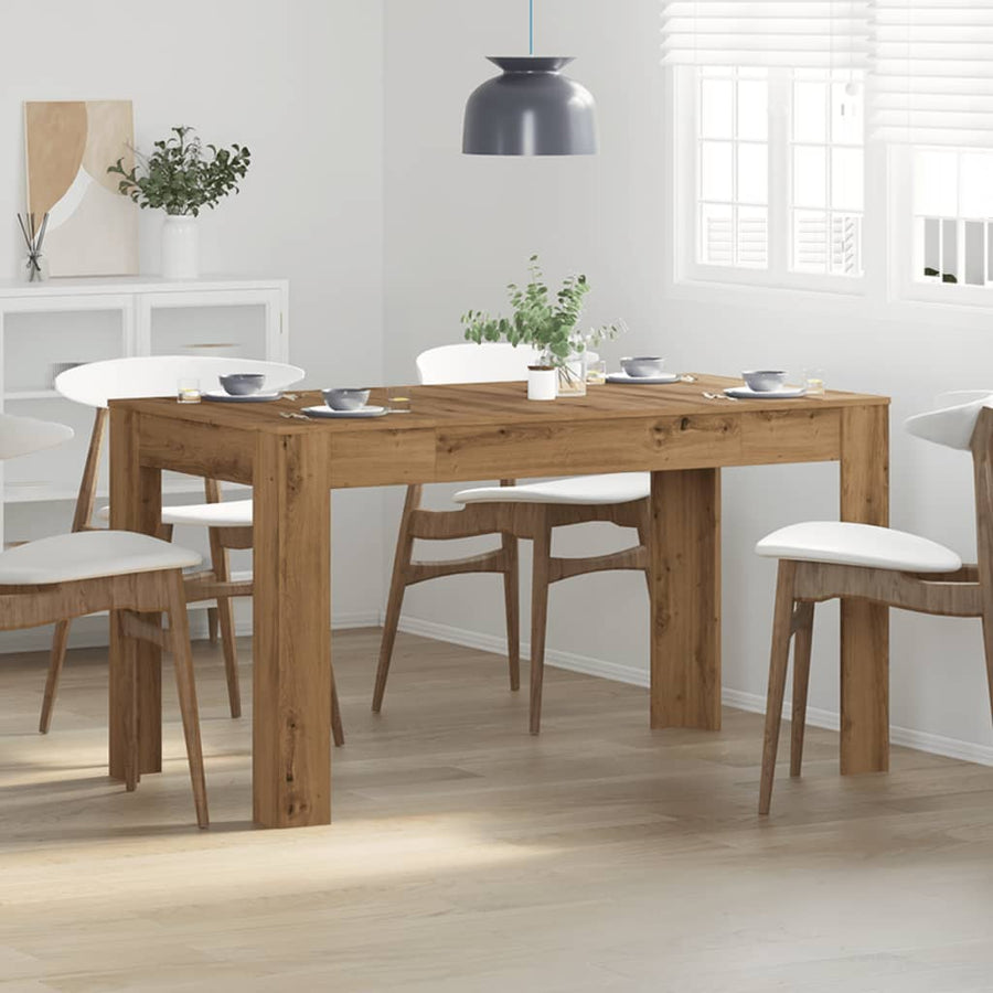Eettafel 140x74,5x76 cm bewerkt hout artisanaal eikenkleurig