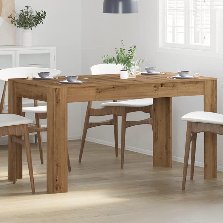Eettafel 140x74,5x76 cm bewerkt hout artisanaal eikenkleurig