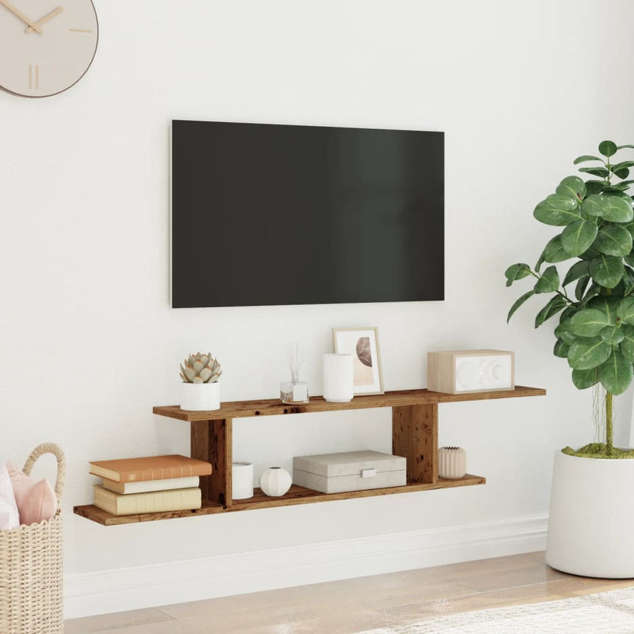 Tv-wandschap 125x18x23 cm bewerkt hout oud houtkleurig