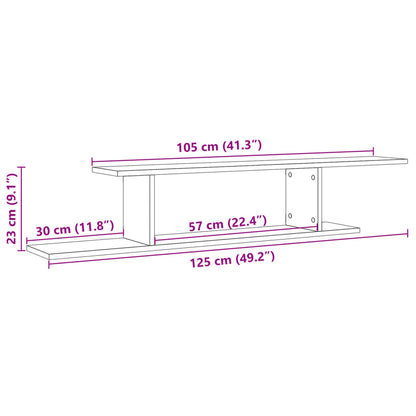 Tv-wandschap 125x18x23 cm bewerkt hout artisanaal eikenkleurig