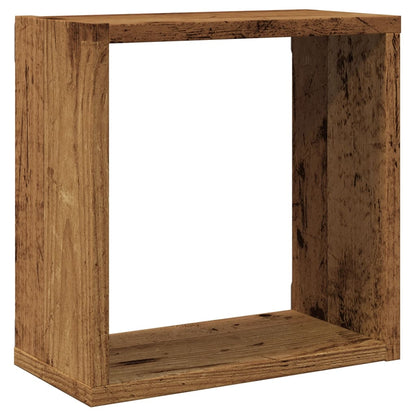 Wandschappen kubus 2 st 30x15x30cm bewerkt hout oud houtkleurig