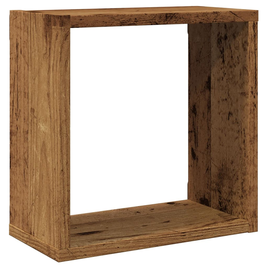 Wandschappen kubus 2 st 30x15x30cm bewerkt hout oud houtkleurig