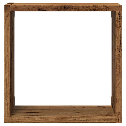Wandschappen kubus 2 st 30x15x30cm bewerkt hout oud houtkleurig