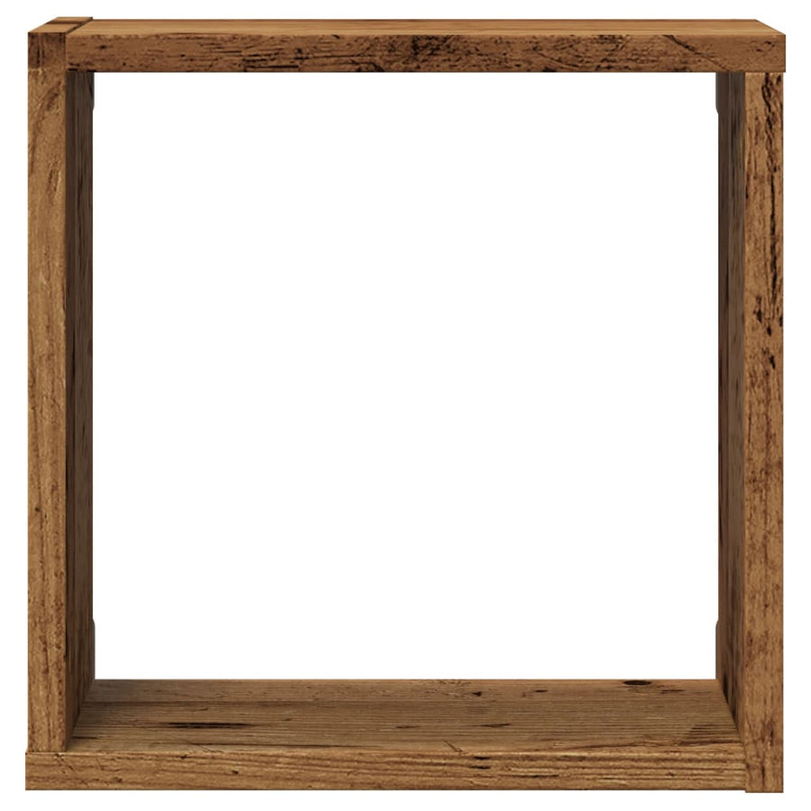 Wandschappen kubus 2 st 30x15x30cm bewerkt hout oud houtkleurig