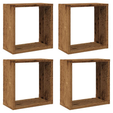 Wandschappen kubus 4 st 30x15x30cm bewerkt hout oud houtkleurig