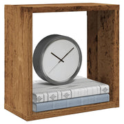 Wandschappen kubus 4 st 30x15x30 cm bewerkt hout oud houtkleurig
