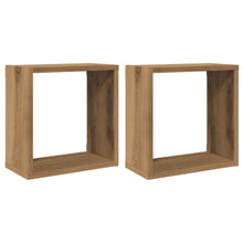 Wandschappen kubus 2st 30x15x30cm bewerkt hout artisanaal eiken