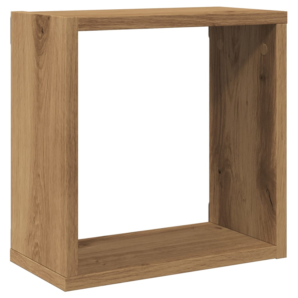 Wandschappen kubus 2st 30x15x30cm bewerkt hout artisanaal eiken