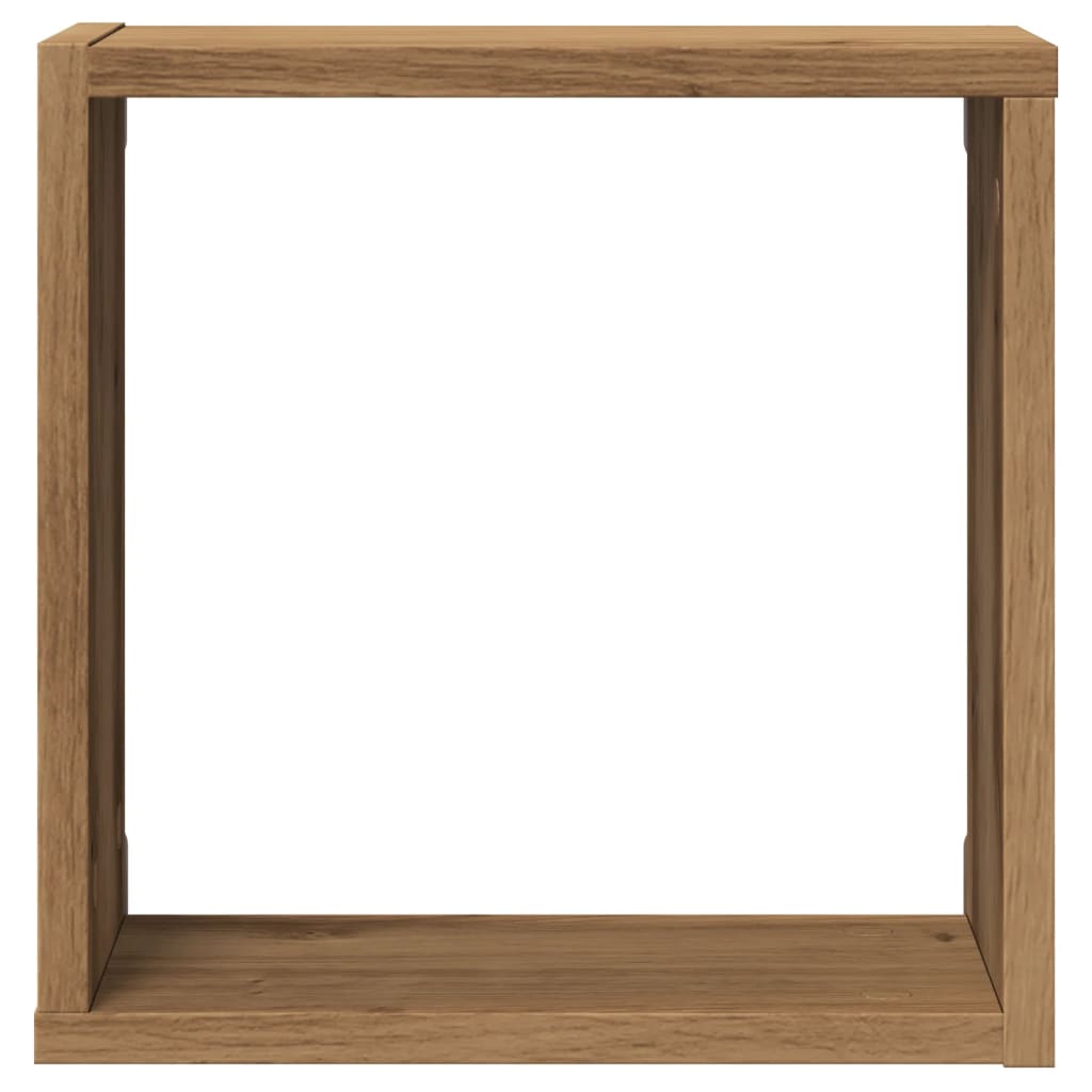 Wandschappen kubus 2st 30x15x30cm bewerkt hout artisanaal eiken