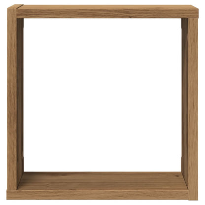 Wandschappen kubus 2st 30x15x30cm bewerkt hout artisanaal eiken