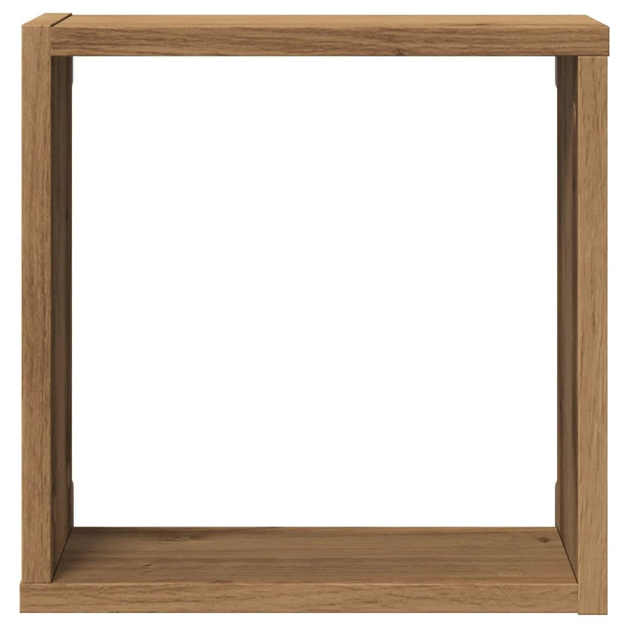 Wandschappen kubus 2st 30x15x30cm bewerkt hout artisanaal eiken
