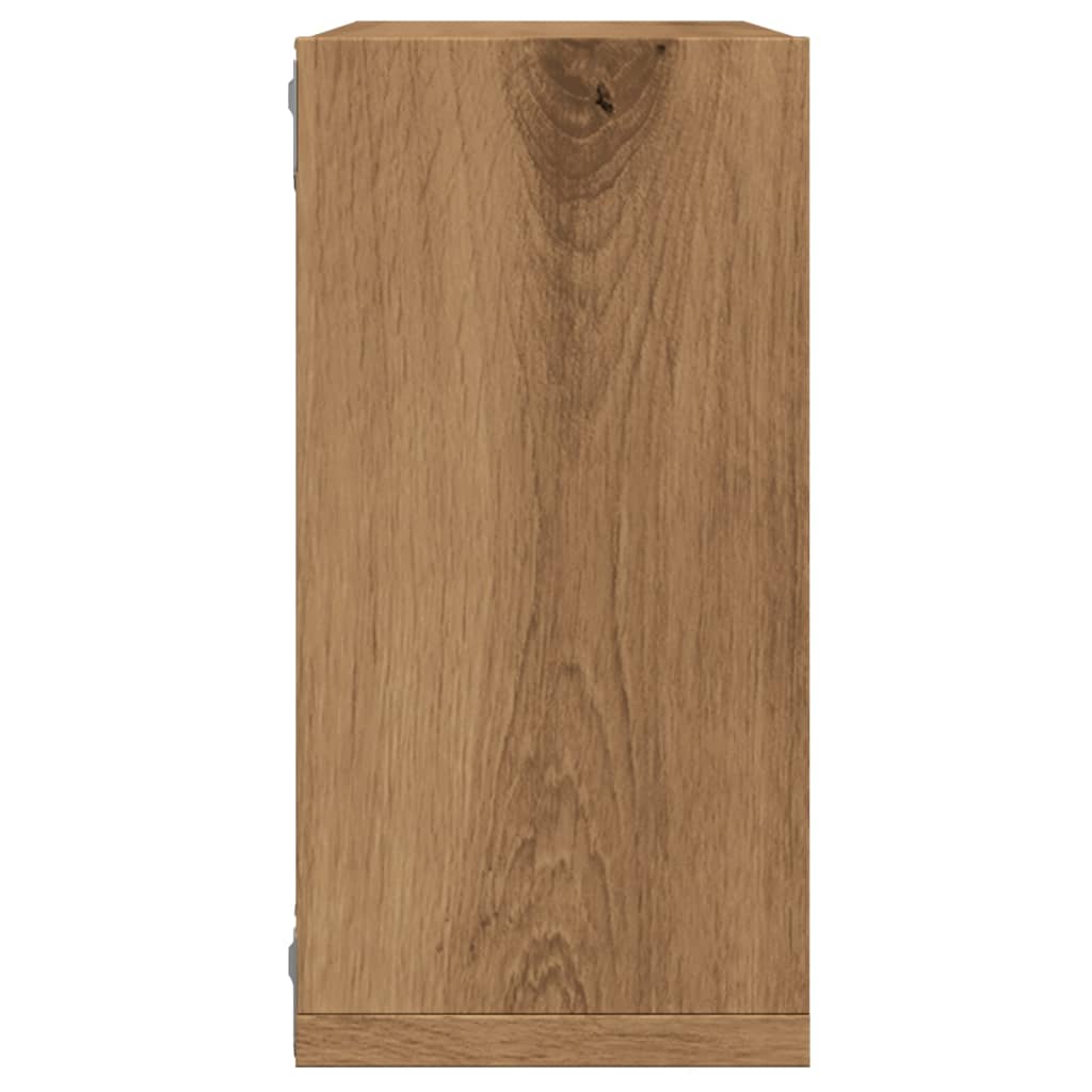 Wandschappen kubus 2st 30x15x30cm bewerkt hout artisanaal eiken